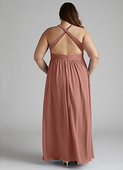 Azazie Ashia Final Sale Cedar Rose A-Line Pleated Chiffon Dress image11