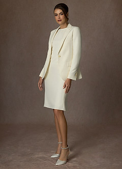 front Charlotte Ivory Refined Weave Dress