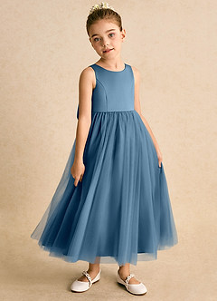 Azazie Solia Flower Girl Dresses Bermuda Ball-Gown Bow Tulle Dress image4