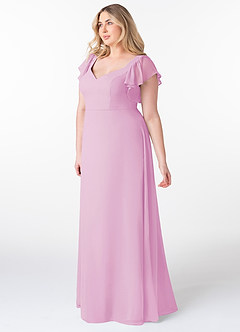Azazie Syenna Bridesmaid Dresses Candy Pink A-Line Ruched Chiffon Dress image8
