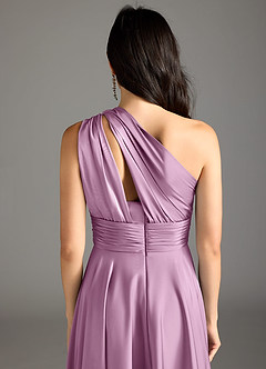 Azazie Charlize Bridesmaid Dresses Wisteria A-Line One Shoulder Stretch Satin Dress image8