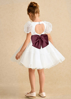 Azazie Debbie Blumenmädchenkleider Ballkleid Herzausschnitt Organza Kleid Elfenbein Cabernet image9
