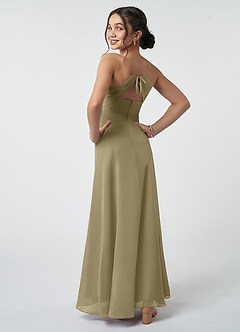 Azazie Avelina Junior Moss Green A-Line Pleated Chiffon Dress image5