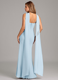Azazie Kinsley Bridesmaid Dresses Sky Blue Mermaid Pleated Chiffon Dress image2