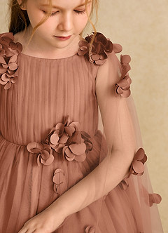 Azazie Staria Abiti da Ragazza di Fiori Abito Principessa in Tulle Increspato Bronzo image10
