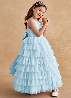 Azazie Twinkle Toes vestidos de niña de las flores Vestido de Azul Cielo de Tul de Corte En A con Lazo image3