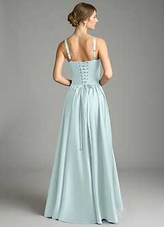 Azazie Evadina Suknie dla druhen Linia A Gorset Satyna elastyczna Do ziemi Sukienka image2