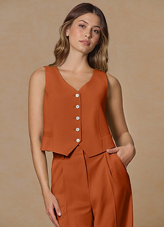 front Rowan Naranja Quemada Chaleco de rendimiento de tejido refinado