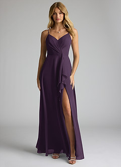 Azazie Akita Bridesmaid Dresses Plum A-Line Chiffon Dress image1