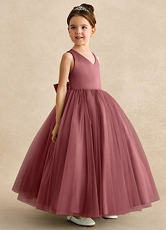 Azazie Peanut Flower Girl Dresses Amethyst A-Line Strap Tulle Dress image2