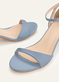 front Matching Color Matte Satin Ankle Strap Block Heels