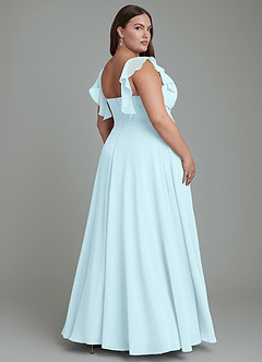 Azazie Leilani Bridesmaid Dresses Cloud Blue A-Line Pleated Chiffon Dress image8