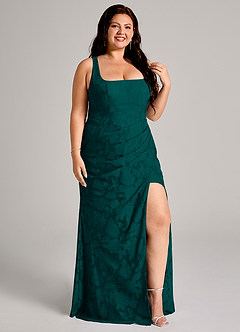 Azazie Mero Bridesmaid Dresses Pine Sheath Pleated Floral Burnout Dress image10