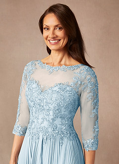 Azazie Corinne Mother of the Bride Dresses Sky Blue A-Line Sequins Chiffon Dress image6