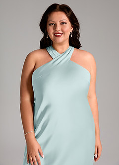 Azazie Doretta Brautjungfernkleider Meerjungfrau-Linie Plissee Stretch-Satin Kleid Nebel image6