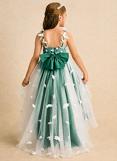 Azazie Darlina Flower Girl Dresses Ivory Emerald Ball-Gown Lace Tulle Dress image7