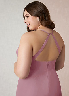 Azazie Becca Bridesmaid Dresses Vintage Mauve Sheath V-Neck Chiffon Dress image11