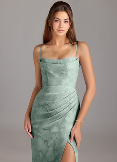 Azazie Leonis Vestidos de damas de honor Vestido Agave de Devorado Floral de Corte Recto Convertible con Palabra de honor image2