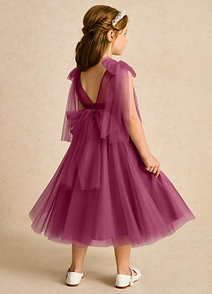 Azazie Dori Flower Girl Dresses Mulberry A-Line Ruched Tulle Dress image3