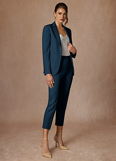 front Kennedy Dark Navy Refined Weave  Performance Dress Pants