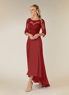 Azazie Monza Mother of the Bride Dresses Rust A-Line Lace Chiffon Dress image2