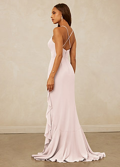 Christian Siriano Bridal for Azazie 1006 Brautjungfernkleider Meerjungfrau-Linie Gestreift Chiffon Kleid Blassrosa image2