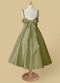 Azazie Cutie Pie Blumenmädchenkleider A-Linie Plissee Matte Satin Kleid Moosgrün image5