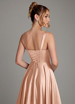 Azazie Azaria Abiti da Damigella Abito A-Line in Raso Elasticizzato Corsetto Oro Rosa image2