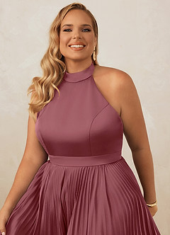 Christian Siriano Bridal for Azazie 1007 Bridesmaid Dresses Desert Rose A-Line Pleated Stretch Satin Dress image14