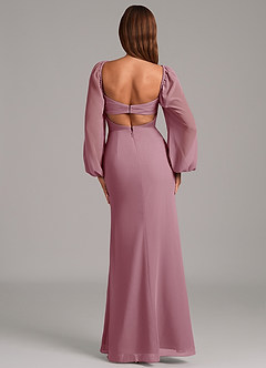 Azazie Brixley Bridesmaid Dresses Vintage Mauve Mermaid Long Sleeve Chiffon Dress image2