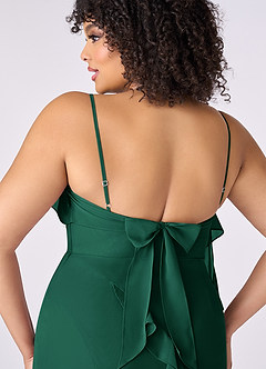 Barbie ♥ Azazie Bridesmaid Dresses Emerald Sheath Bow Chiffon Dress image8