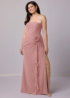 Barbie ♥ Azazie Jurken voor bruidsmeisjes Converteerbaar Jurk van Chiffon met Kolom Strapless Stoffige Roos image10