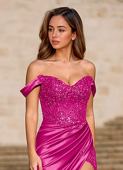 Opulence Magenta Floral Corset Prom Dress image5