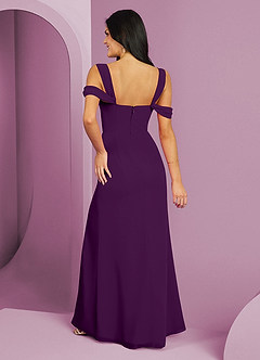 Barbie ♥ Azazie Brautjungfernkleider A-Linie Schulterfrei Chiffon Kleid Traube image6