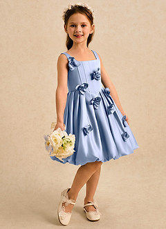 Azazie Lillian vestidos de niña de las flores Vestido Hielo de Satin Mate de Vestido de princesa con Plisado image4