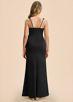 Azazie Adrienne Junior Robe Fourreau en Satin extensible Plissé Noir image2