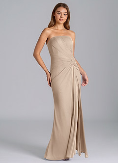 Azazie Mariya Jurken voor bruidsmeisjes Jurk van Mesh met Zeemeermin Strapless Taupe image3