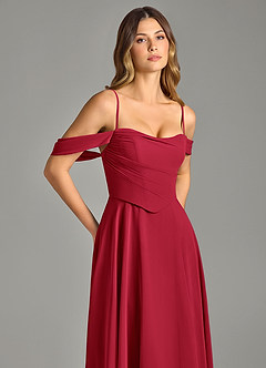 Azazie Chelsey Vestidos de damas de honor Vestido de Escarlata de Gasa de Corte en A Convertible con Vestidos sin tirantes image2