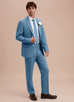 front Ethan Steel Blue Refined Weave Suit Jacket