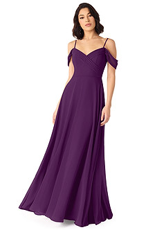 Azazie Tancie Bridesmaid Dresses Grape A-Line Off the Shoulder Chiffon Convertible Dress image1