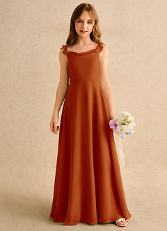 Azazie Puppy Junior Formal vestidos de niña de las flores Vestido de Pimenton de Gasa de Corte En A con Plisado image5