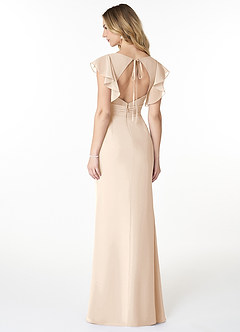 Azazie Val Bridesmaid Dresses White Alabaster Mermaid V-Neck Keyhole Chiffon Dress image2