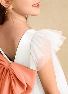 Azazie Munchkin Flower Girl Dresses Ivory Sunset A-Line Bow Tulle Dress image6