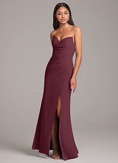 Azazie Yola Bridesmaid Dresses Cabernet Sheath Pleated Chiffon Convertible Dress image3