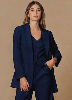 front Rowan Blue Refined Weave Performance blazer