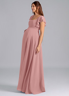 Azazie Bondi Final Sale A-Line Ruched Chiffon Floor-Length Dress image4