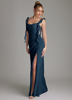 Azazie Jessamine Bridesmaid Dresses Dark Navy Mermaid Corset Chiffon Dress image6