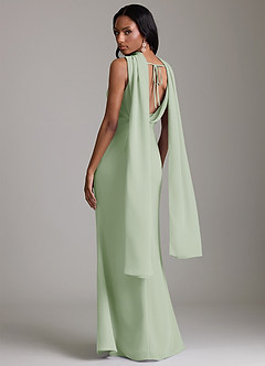 Azazie Linelle Bridesmaid Dresses Dusty Sage Mermaid Pleated Chiffon Dress image10