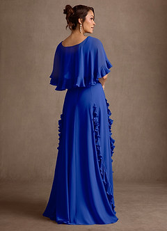Azazie Darla vestidos de madre de la novia Vestido Azul Real de Gasa de Corte en A con Drapeado image2