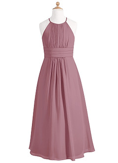 Azazie Bonnie Junior Vintage Mauve A-Line Pleated Chiffon Dress image5